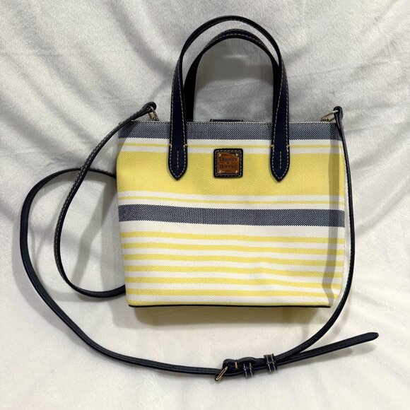 Dooney & Bourke Westerly Mini Waverly Yellow Navy White Striped Mini Tote - Picture 3 of 16